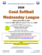 2026 Adult Softball League- Wed. Coed